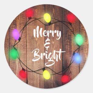Rustic "Merry & Bright" Holiday Christmas Stickers