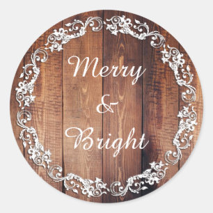 Rustic "Merry & Bright" Holiday Christmas Stickers