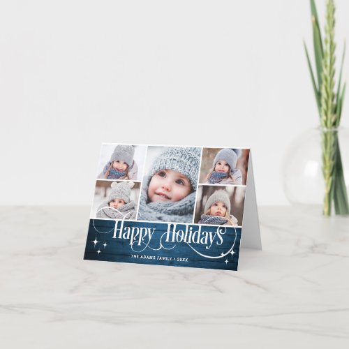 Rustic Merry Christmas 5 PHOTOS Greeting Holiday Card