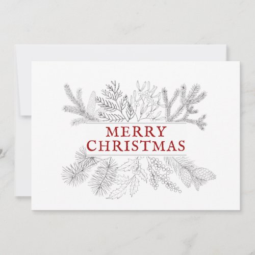 Rustic Merry Christmas Boughs Greeting Card