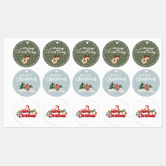 Rustic Merry Christmas Candle Patch Labels (Sheet)
