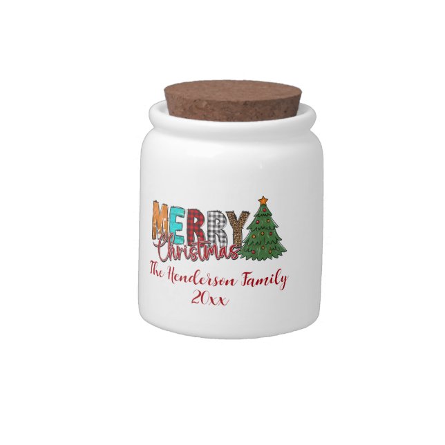 Rustic Merry Christmas, Christmas Tree  Coffee Mug Candy Jar (Left)