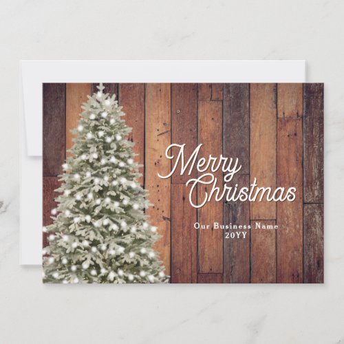 Rustic Merry Christmas Christmas Tree Company Holiday Card