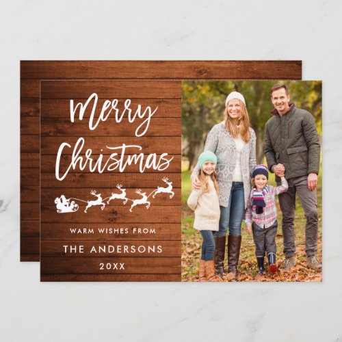 Rustic Merry Christmas Family Photo Card