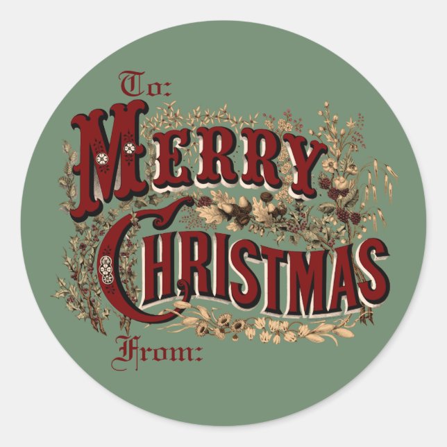 Rustic Merry Christmas Gift Tag Stickers (Front)