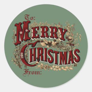 Rustic Merry Christmas Gift Tag Stickers