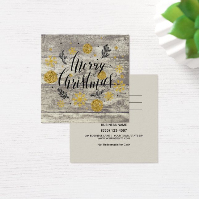 Rustic Merry Christmas Gold Gift Card Certificate (Desk)