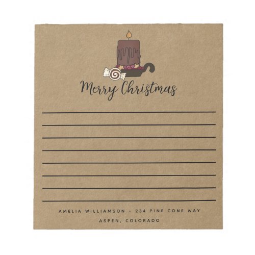 Rustic Merry Christmas Grubby Candle Notepad 