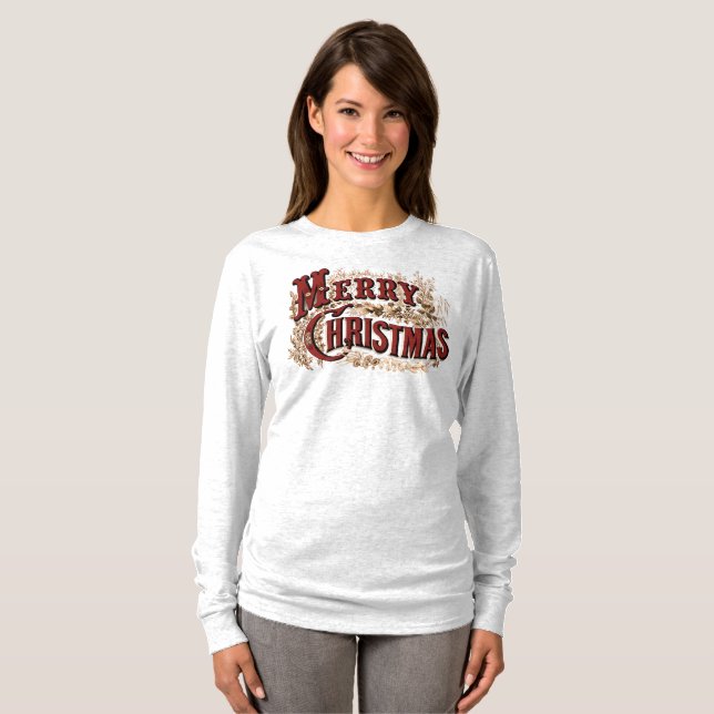 Rustic Merry Christmas Longsleeve T-Shirt (Front Full)