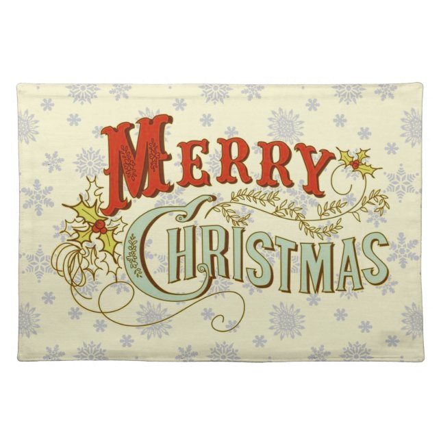 Rustic Merry Christmas on snowflake pattern Placemat (Front)