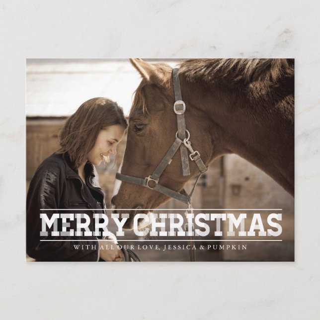 RUSTIC MERRY CHRISTMAS PHOTO POSTCARD (Front)