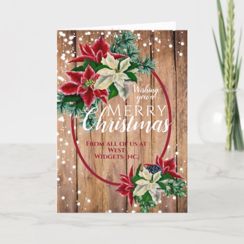 Rustic Merry Christmas Poinsettia Floral Holiday