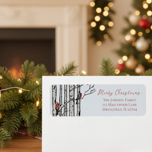 Rustic Merry Christmas Red Cardinal Return Address Label