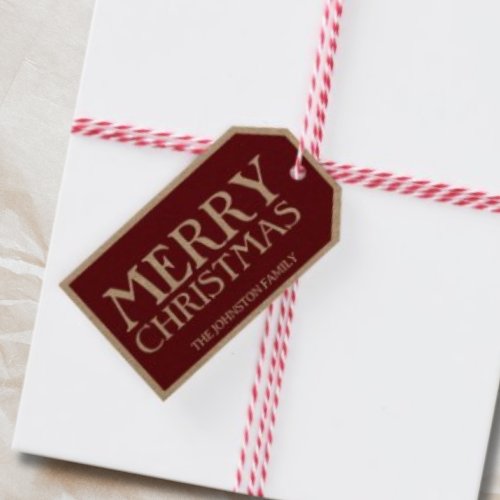 Rustic Merry Christmas Red Typography  Gift Tags