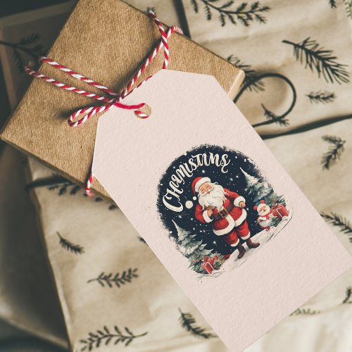 Rustic Merry Christmas  Santa Cause Gift Tags