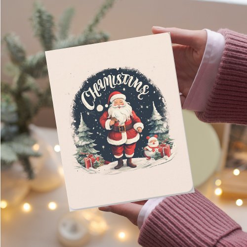 Rustic Merry Christmas  Santa Cause Holiday Card