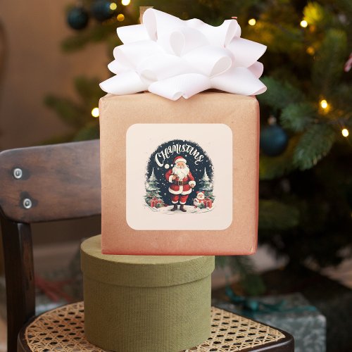 Rustic Merry Christmas  Santa Cause Square Sticker