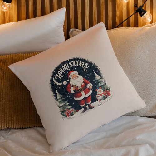 Rustic Merry Christmas  Santa Cause Throw Pillow