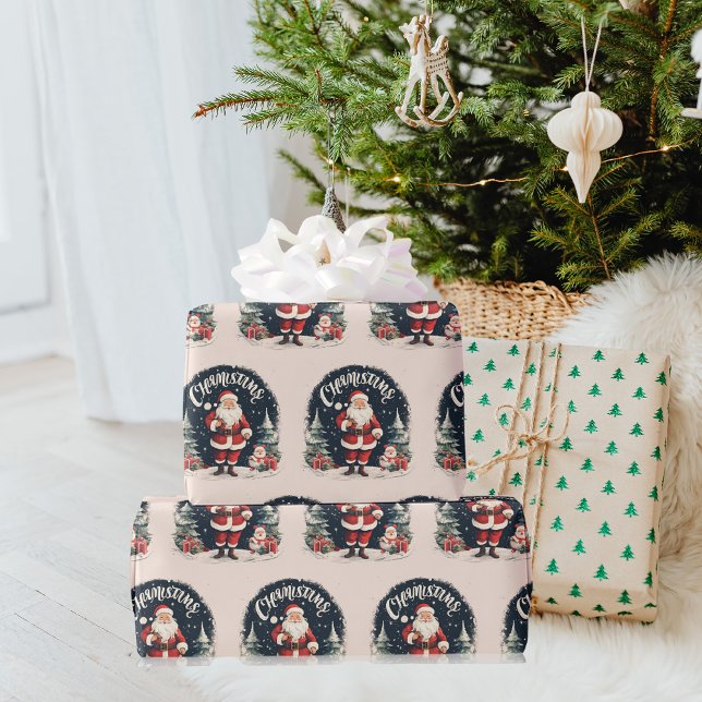 Rustic Merry Christmas & Santa Cause Wrapping Paper (Creator Uploaded)