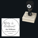 Rustic Merry Christmas Script Rubber Stamp<br><div class="desc">Illustration by Liliumdes.
Customized it by your details.</div>