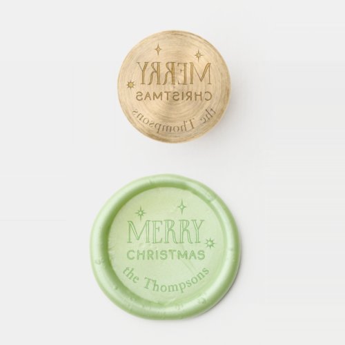 Rustic Merry Christmas Stars Wax Seal Stamp