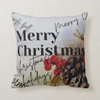 Rustic Merry Christmas Throw Pillow