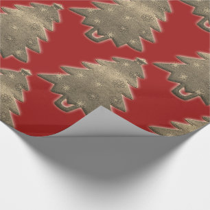 Rustic Merry Christmas Tree Red Wrapping Paper