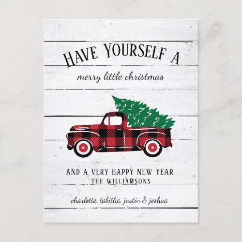 Rustic Merry Christmas Tree Vintage Red Truck Card