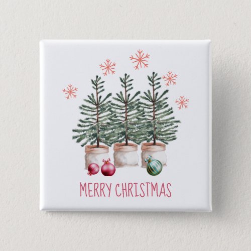 Rustic Merry Christmas Trees  Button