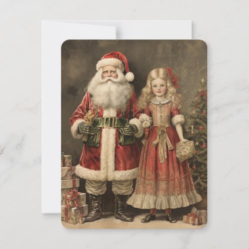 Rustic Merry Christmas With Santa Clause  Holiday Card