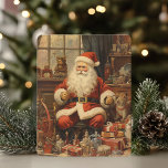 Rustic Merry Christmas With Santa Clause Holiday Card<br><div class="desc">Celebrate the warmth and charm of the holiday season with our Rustic Merry Christmas Card. This beautifully designed card captures the essence of a cozy,  country Christmas with its handcrafted look and feel.</div>