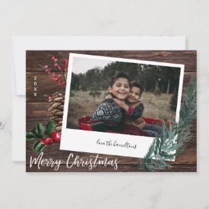 Rustic Merry Christmas- Wood & Instant Photo Invi Invitation
