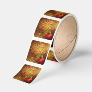 Rustic Merry Christmas Wooden Planks Pattern Square Sticker