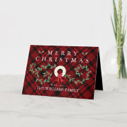 Rustic Merry Christmas Wreath Red Plaid Family Holiday Card at Zazzle