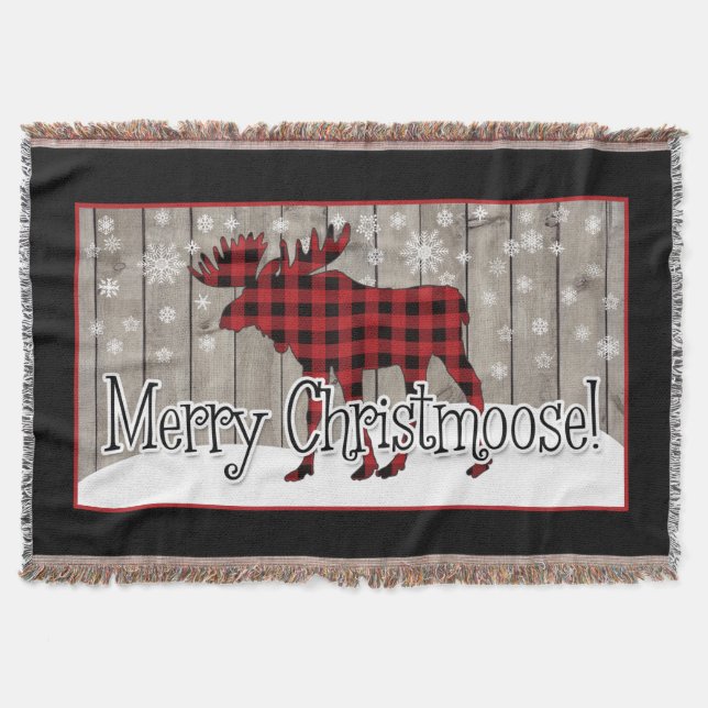 Rustic Merry Christmoose! 2 Throw Blanket (Front)
