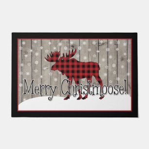 Rustic Merry Christmoose! Door Mat