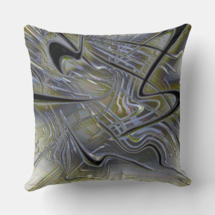 Rustic messy traces on a soft yellowish green gray throw pillow