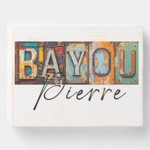 Rustic Metal Bayou Pierre Louisiana State Wooden Box Sign