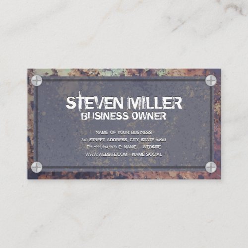 Rustic Metal Border  Grungy Background Business Card