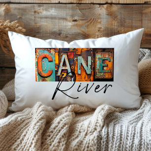 Rustic Metal Cane River Louisiana State Lumbar Pi Pillow