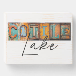 Rustic Metal Cotile Lake Louisiana State Wooden Box Sign
