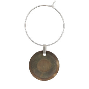 Rustic metal disc wine charm
