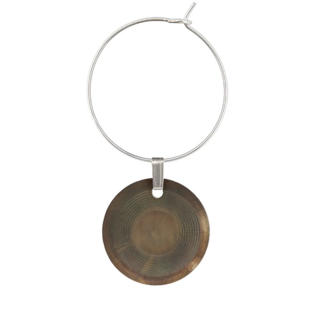 Rustic metal disc wine charm (Front)