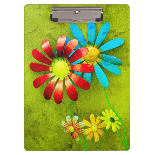 Rustic Metal Garden Flowers Clipboard