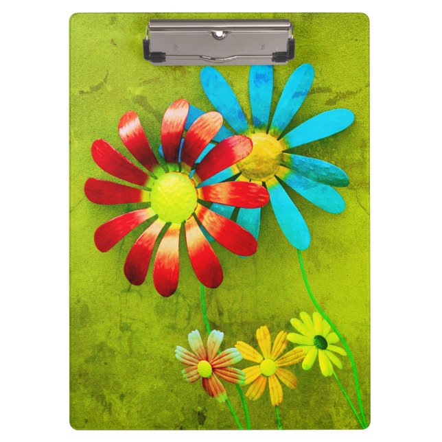 Rustic Metal Garden Flowers Clipboard (Front)