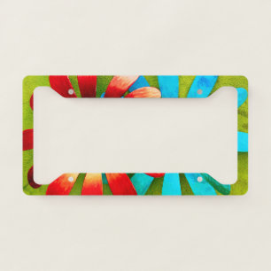 Rustic Metal Garden Flowers License Plate Frame