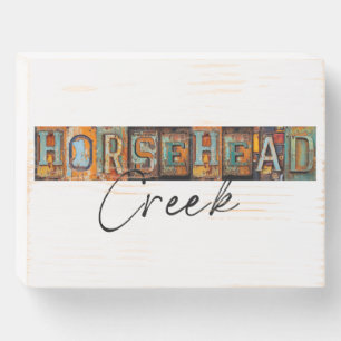 Rustic Metal Horsehead Creek Louisiana State Wooden Box Sign