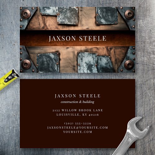 Rustic Metal Panels And Copper Business Card