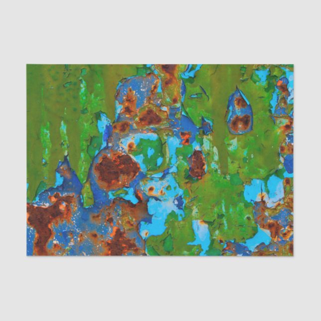 Rustic Metal Peeling Paint Vintage Grunge Texture Tissue Paper (Front)