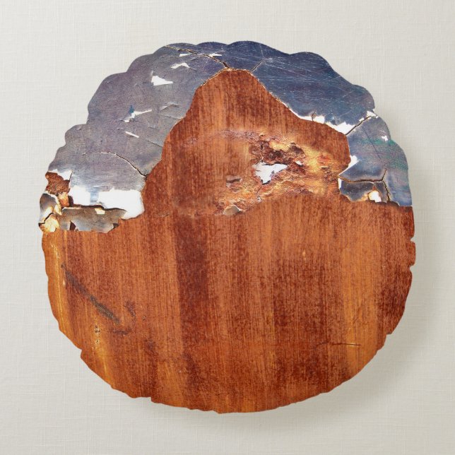 Rustic Metal: Vintage Iron Texture. Round Pillow (Front)